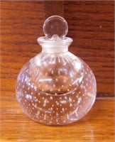 Hand blown glass perfume bottle w/ controlled