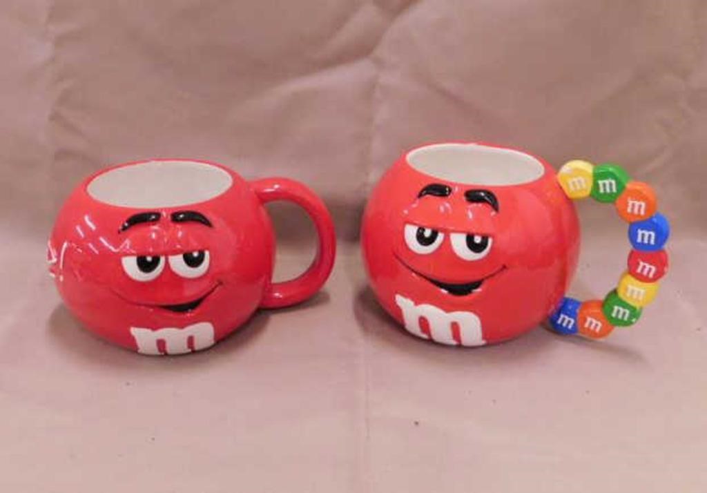 2 ceramic M&M's mugs