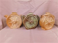 3 Frankoma pottery wagon wheel teapots