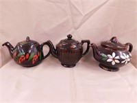 3 teapots: 2 Royal Canadian Pottery