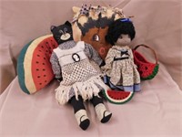 Black Americana items: Black cat doll w/ cameo