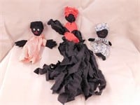 3 handmade Black Americana cloth dolls, largest