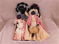 4 cloth handmade Black Americana dolls