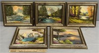5 Landscape Oil Paintings on Canvas