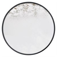 Round Antique Mirror with Black Frame