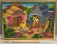 Haitian Village Oil Painting on Board