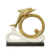 Shiny White and Gold Dolphin on Base