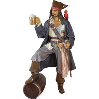 Caribbean Pirate Life Size Statue with Rum and Par
