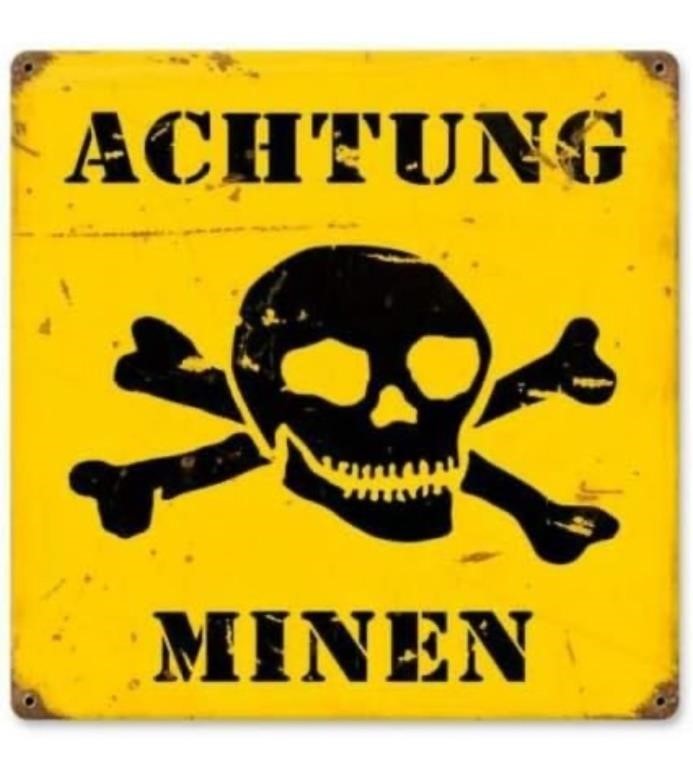 New Achtung Minen German WWII Warning Land Mines