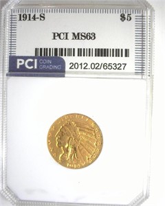 1914-S Gold $5 MS63 LISTS $14000