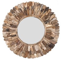 Large Round Wood Chuck Mirror 120 Cm