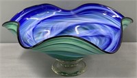 Studio Art Glass Swirl Bowl Artist Signed