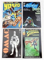 WIZARD COMIC GUIDE & (3) DC COMIC BOOKS