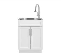 24 in. Laundry Sink with Faucet & Storage Cabinet