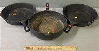 3 Wagner Ware Cast Iron Skillets