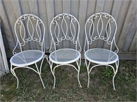 3 mesh and iron patio chairs