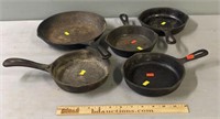 5 Cast Iron Skillets Lot Collection