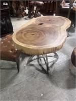 47 inch Natural Suar Wood Slab Cocktail Table Stai