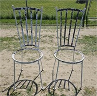 2 high back iron chairs
