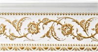 Gold Floral on French White Crown Molding 92 Inch