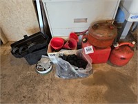 Gas cans, funnels, etc.