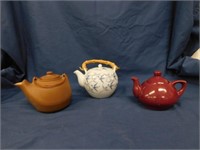 3 teapots including The Pigeon Forge Pottery,