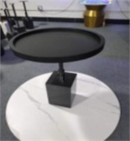 Round Expresso Side Table with Black Marble Base F