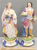 Pair L&M Painted Bisque Porcelain Figures
