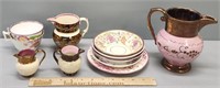 Staffordshire Copper & Pink Luster Lot Collection