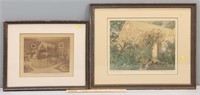 2 Wallace Nutting Hand Colored Photos Lot