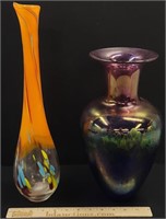 2 Studio Art Glass Vases incl Robert Held