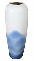 White with Blue Waves Large Floor Vase