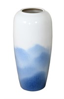 White with Blue Waves Medium Floor Vase