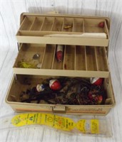 Tackle Box with some Tackle, Bobbers, Scaler
