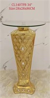 Golden Pedestal Accent Table