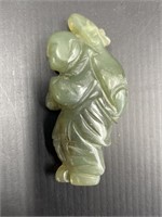 Chinese Jade Carved Figure Man carrying Beast