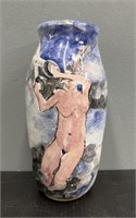 Fanciful Painted Studio Art Pottery Vase