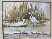 Original Herons Watercolor by Edwin Rambow