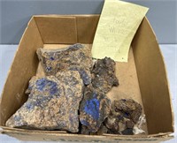 Cobalt Blue Embedded in Ore, Taylor Mine Mich