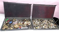 2 Boxes Vintage Jewelry/Buttons for Parts & Crafts