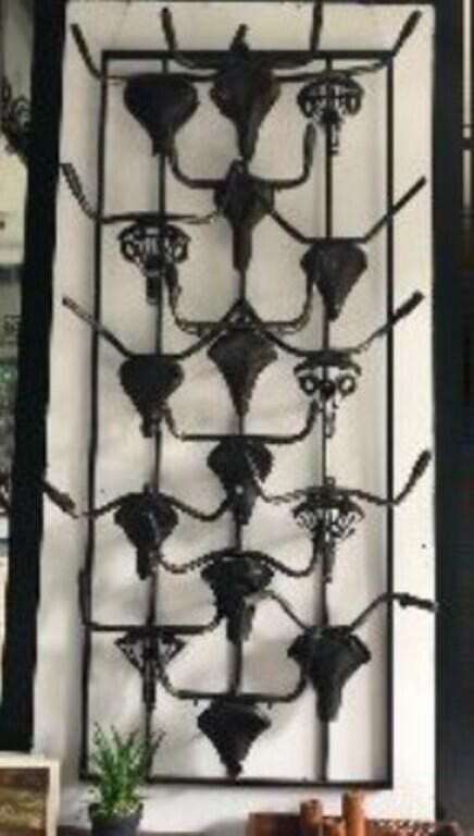 Large Black Iron Framed Stags