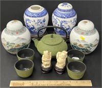 Porcelain Ginger Jars & Tea Set