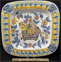 Italian Faience Pottery Charger Knight Decorated