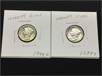 1937S & 1944S Mercury Dimes