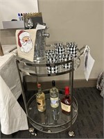 Chrome and Glass Beverage Cart with hand