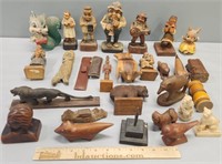 Figural Wood Carvings Lot Collection