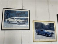 2 framed Ford Mustang posters