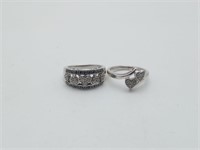 Lot 2 Sterling Silver Rings Hearts