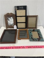 (6) Small Wooden and Fabric Picture Frames