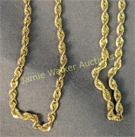 Two 14k Gold 20" Necklaces. 2.5 Dwt. Hollow